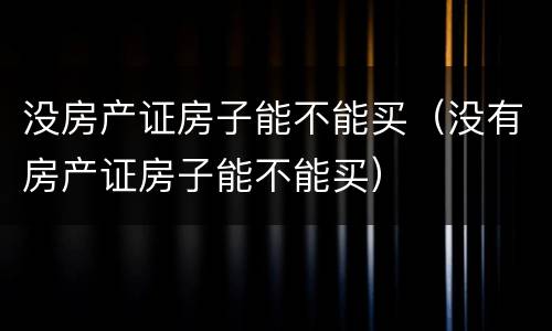 没房产证房子能不能买（没有房产证房子能不能买）