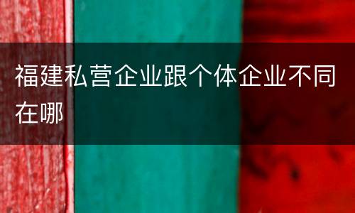 福建私营企业跟个体企业不同在哪
