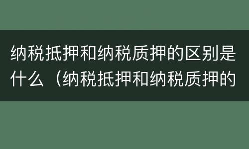 纳税抵押和纳税质押的区别是什么（纳税抵押和纳税质押的区别是什么呢）