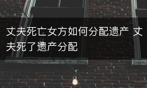 丈夫死亡女方如何分配遗产 丈夫死了遗产分配