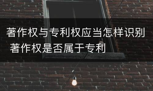 著作权与专利权应当怎样识别 著作权是否属于专利