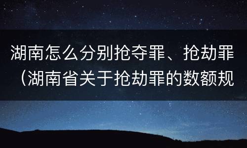 湖南怎么分别抢夺罪、抢劫罪（湖南省关于抢劫罪的数额规定）
