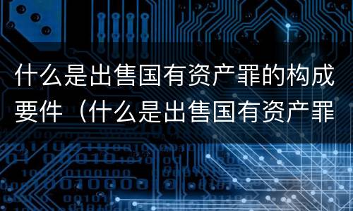 什么是出售国有资产罪的构成要件（什么是出售国有资产罪的构成要件和标准）