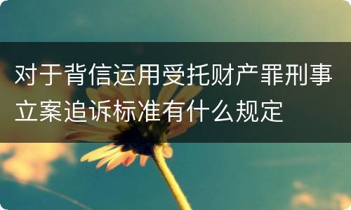 对于背信运用受托财产罪刑事立案追诉标准有什么规定