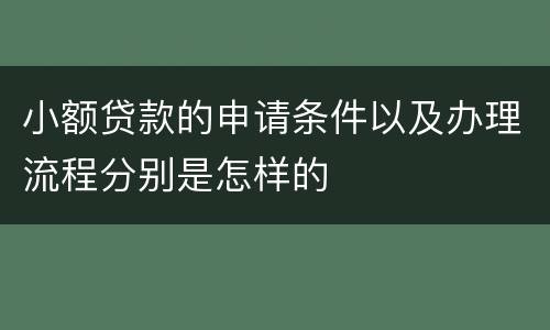 小额贷款的申请条件以及办理流程分别是怎样的