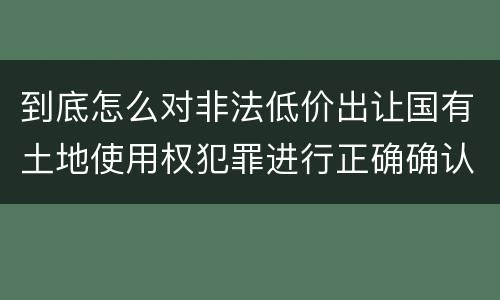 到底怎么对非法低价出让国有土地使用权犯罪进行正确确认