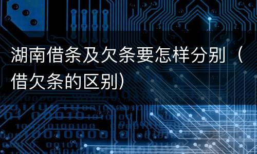 湖南借条及欠条要怎样分别（借欠条的区别）