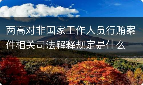 两高对非国家工作人员行贿案件相关司法解释规定是什么