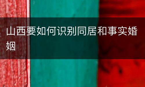 山西要如何识别同居和事实婚姻