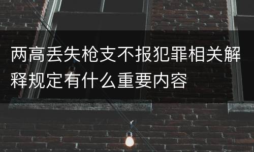 两高丢失枪支不报犯罪相关解释规定有什么重要内容