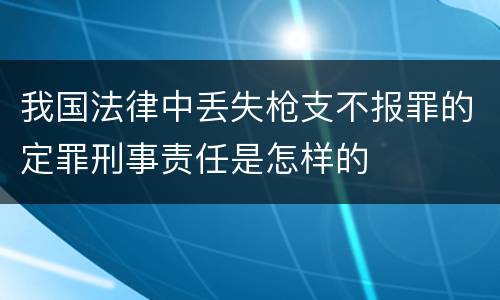 我国法律中丢失枪支不报罪的定罪刑事责任是怎样的