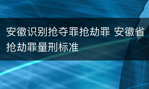 安徽识别抢夺罪抢劫罪 安徽省抢劫罪量刑标准