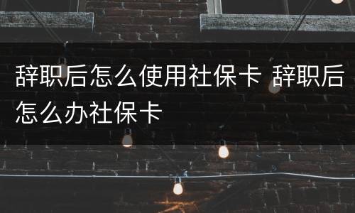 辞职后怎么使用社保卡 辞职后怎么办社保卡