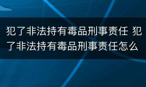 犯了非法持有毒品刑事责任 犯了非法持有毒品刑事责任怎么判