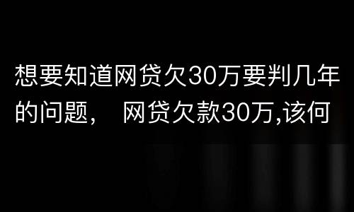 想要知道网贷欠30万要判几年的问题， 网贷欠款30万,该何去何从?求上岸