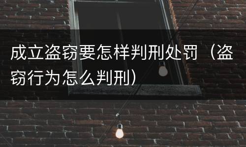 成立盗窃要怎样判刑处罚（盗窃行为怎么判刑）