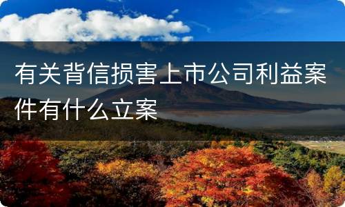 有关背信损害上市公司利益案件有什么立案
