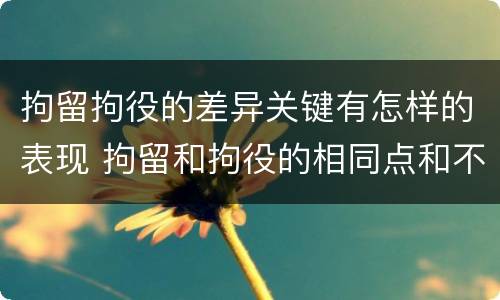 拘留拘役的差异关键有怎样的表现 拘留和拘役的相同点和不同点