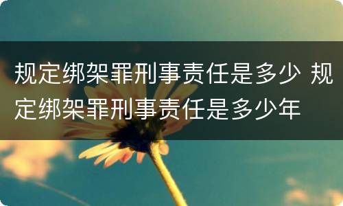规定绑架罪刑事责任是多少 规定绑架罪刑事责任是多少年