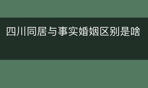四川同居与事实婚姻区别是啥