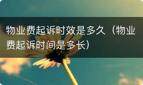 物业费起诉时效是多久（物业费起诉时间是多长）