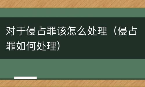 对于侵占罪该怎么处理（侵占罪如何处理）