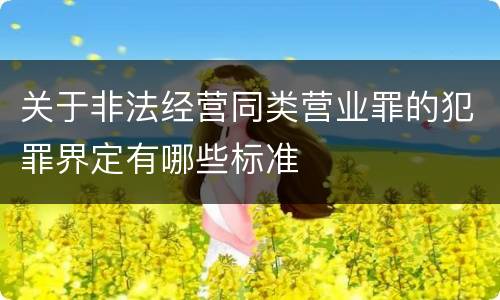 关于非法经营同类营业罪的犯罪界定有哪些标准