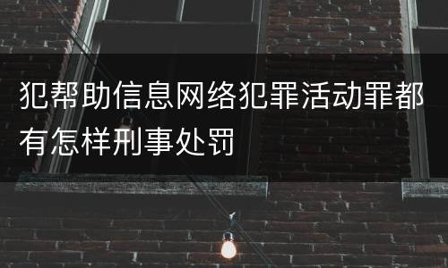 犯帮助信息网络犯罪活动罪都有怎样刑事处罚
