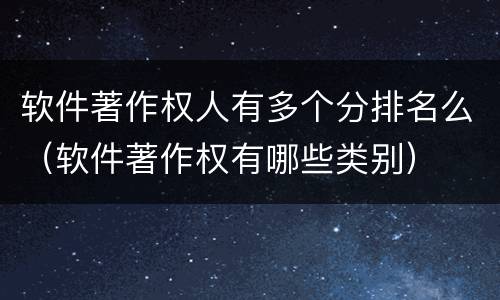 软件著作权人有多个分排名么（软件著作权有哪些类别）