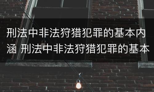 刑法中非法狩猎犯罪的基本内涵 刑法中非法狩猎犯罪的基本内涵是