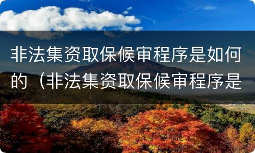 非法集资取保候审程序是如何的（非法集资取保候审程序是如何的呢）