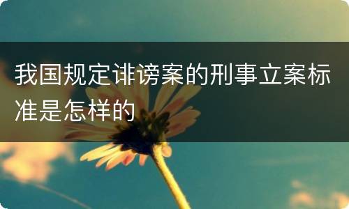 我国规定诽谤案的刑事立案标准是怎样的