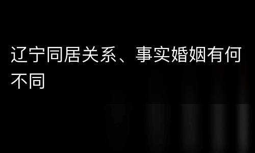 辽宁同居关系、事实婚姻有何不同