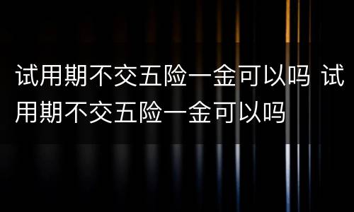 试用期不交五险一金可以吗 试用期不交五险一金可以吗