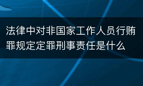 法律中对非国家工作人员行贿罪规定定罪刑事责任是什么