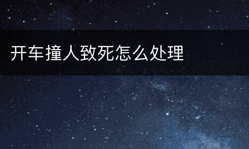 开车撞人致死怎么处理