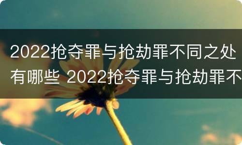 2022抢夺罪与抢劫罪不同之处有哪些 2022抢夺罪与抢劫罪不同之处有哪些方面