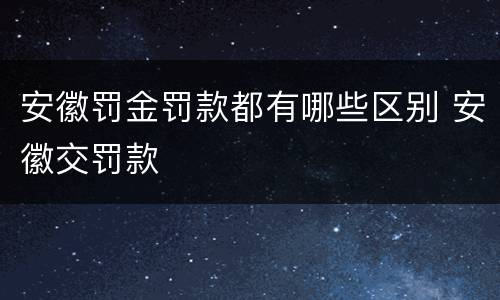 安徽罚金罚款都有哪些区别 安徽交罚款