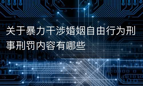 关于暴力干涉婚姻自由行为刑事刑罚内容有哪些