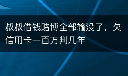 叔叔借钱赌博全部输没了，欠信用卡一百万判几年