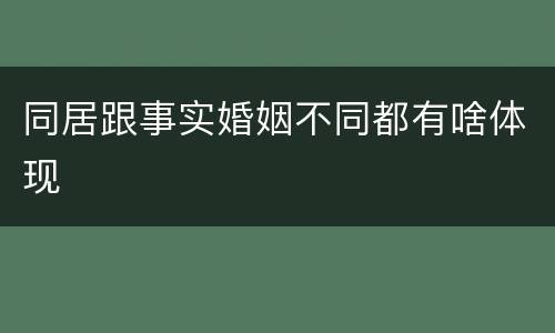 同居跟事实婚姻不同都有啥体现