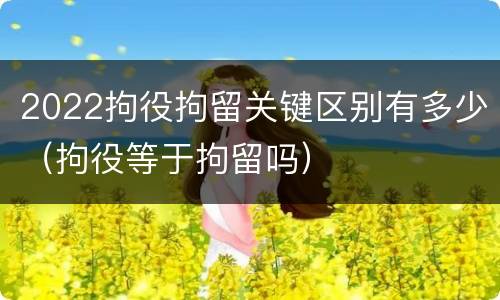 2022拘役拘留关键区别有多少（拘役等于拘留吗）