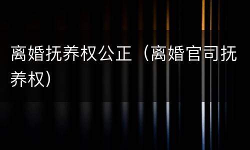 离婚抚养权公正（离婚官司抚养权）
