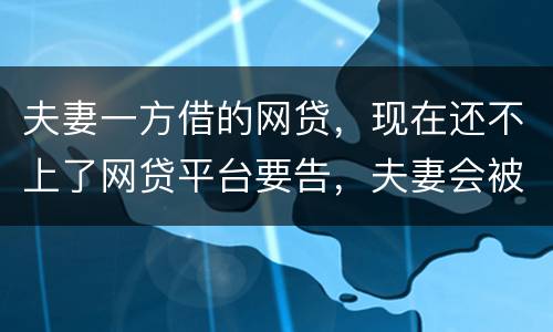夫妻一方借的网贷，现在还不上了网贷平台要告，夫妻会被一起告吗