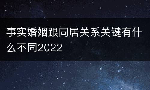 事实婚姻跟同居关系关键有什么不同2022