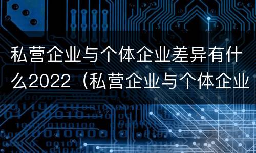 私营企业与个体企业差异有什么2022（私营企业与个体企业的区别）