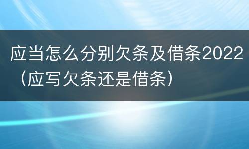 应当怎么分别欠条及借条2022（应写欠条还是借条）