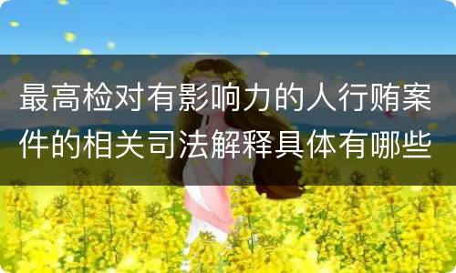 最高检对有影响力的人行贿案件的相关司法解释具体有哪些重要内容