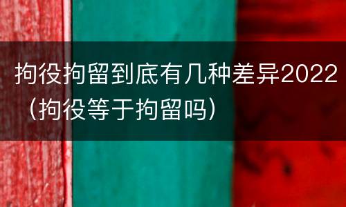 拘役拘留到底有几种差异2022（拘役等于拘留吗）