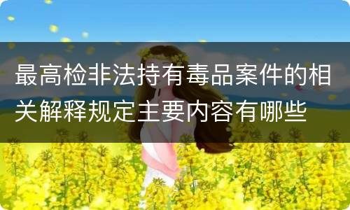 最高检非法持有毒品案件的相关解释规定主要内容有哪些